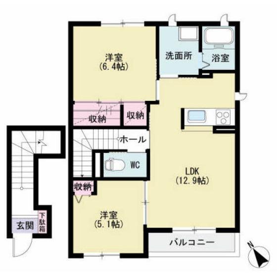 ベニコー(2LDK/2階)の間取り写真