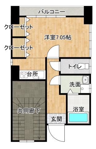 島瀬ビル(ワンルーム/3階)の間取り写真