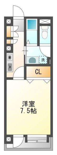 フリュウゲル21(1K/8階)の間取り写真