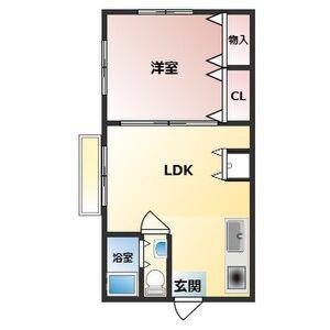 GRANT 24KRS(1LDK/1階)の間取り写真