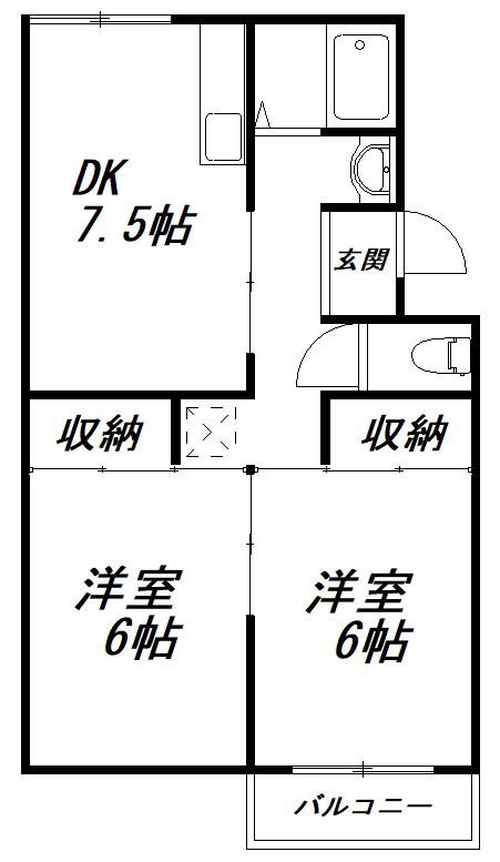 コーポ伊藤(2DK/1階)の間取り写真
