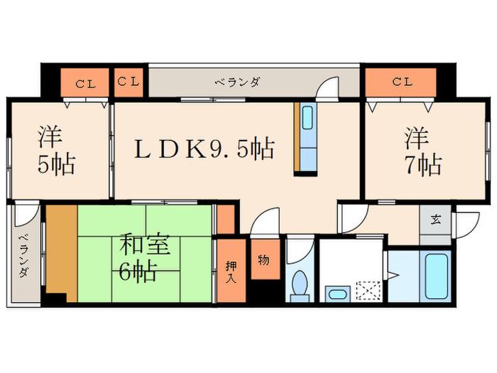 レリディアンスビューマ(3LDK/7階)の間取り写真