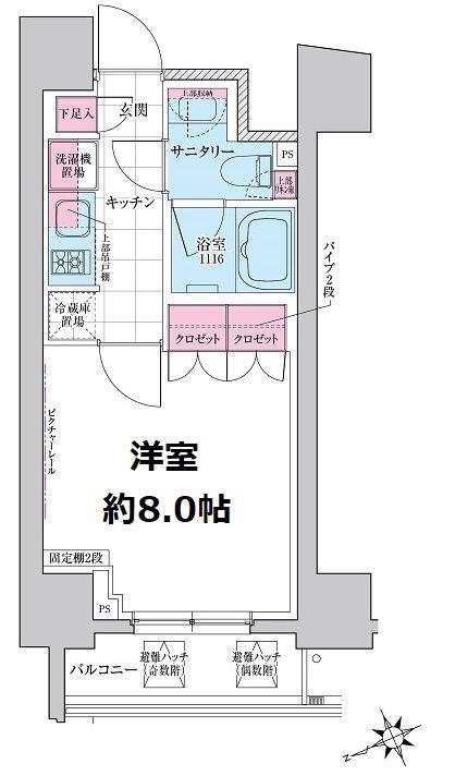 ステラメゾン三軒茶屋(1K/7階)の間取り写真