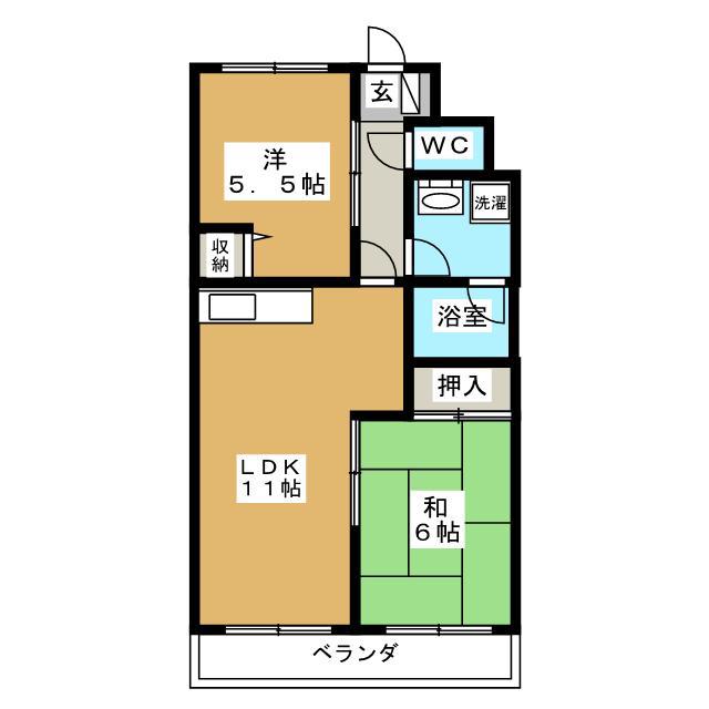 アサヒハイツ東葛西(2LDK/2階)の間取り写真