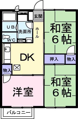 レジデンスリッチB(3DK/2階)の間取り写真