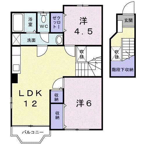 サン・ヴィスタI(2LDK/2階)の間取り写真