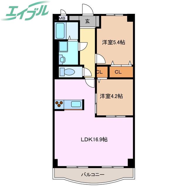 イストワール城西(2LDK/4階)の間取り写真