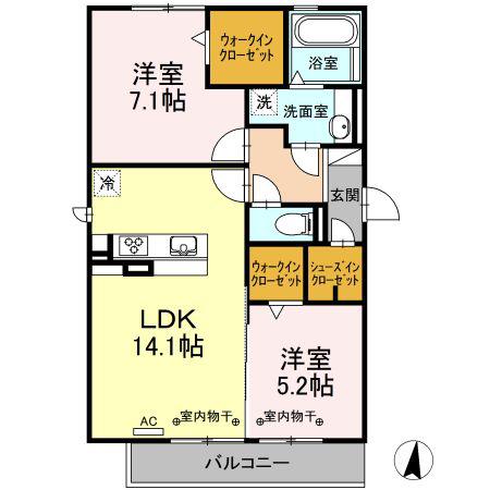PRIMA LILY(2LDK/3階)の間取り写真