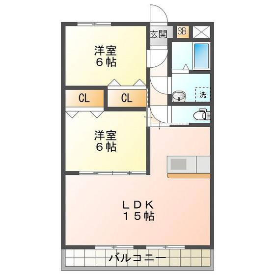 ロイヤル・ふじ(2LDK/4階)の間取り写真