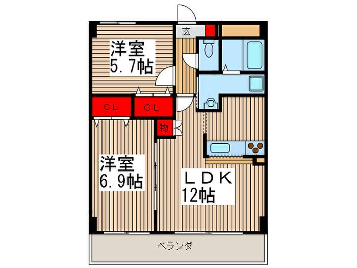 フレア鳩ヶ谷(2LDK/3階)の間取り写真