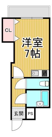 ハイネス門戸(1K/2階)の間取り写真