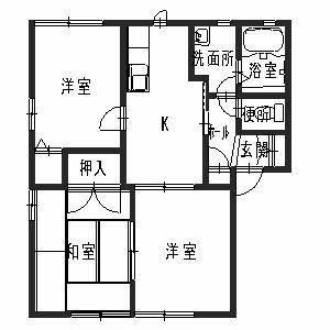 フォレスト浜の宮A棟(3K/1階)の間取り写真