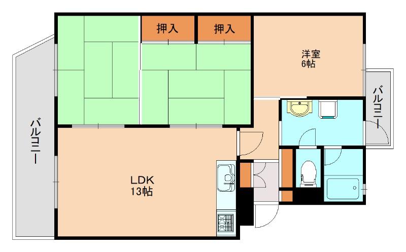 高木団地3棟(3LDK/3階)の間取り写真