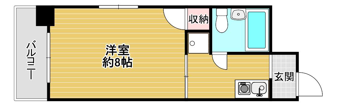 長堀レジデンス(1K/9階)の間取り写真