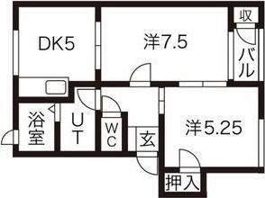 ミルリジェールC(2DK/1階)の間取り写真