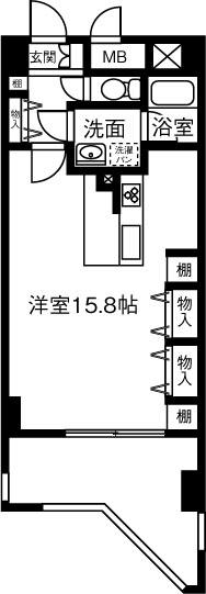 ハートヒルズ井田(ワンルーム/8階)の間取り写真