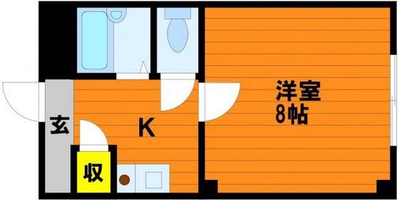 シャンテ後楽園(1K/2階)の間取り写真