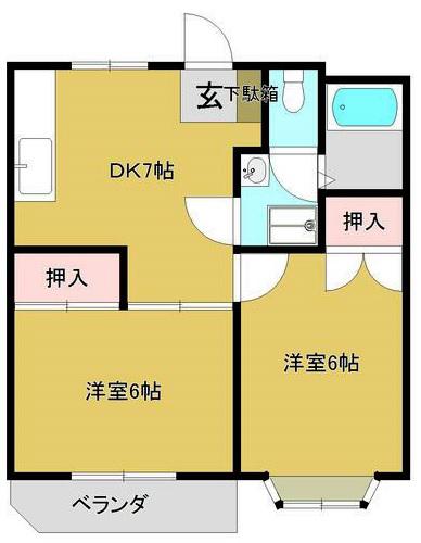 クリーンレジデンス(2DK/1階)の間取り写真