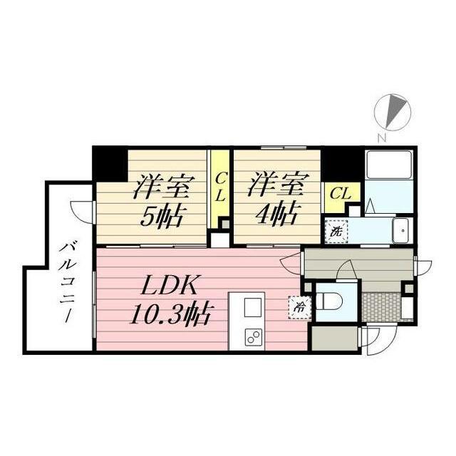 プライマル根岸 部屋番号0803(2LDK/8階)の間取り写真
