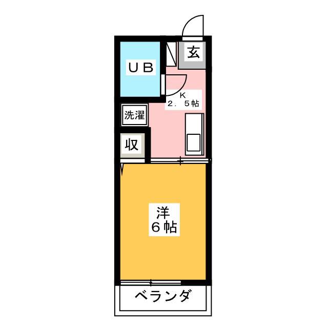 レトア2(1K/2階)の間取り写真
