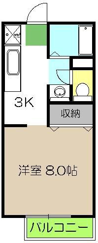 シティパル21(1K/2階)の間取り写真