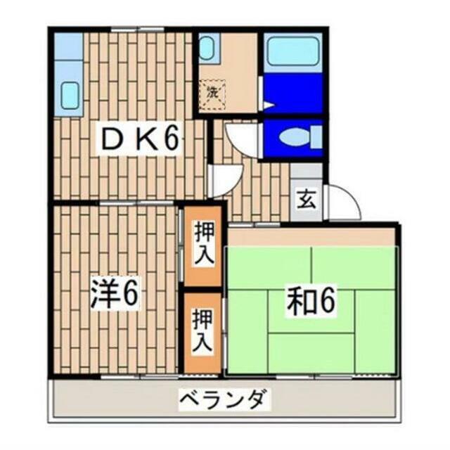 ツーベスト(2DK/2階)の間取り写真