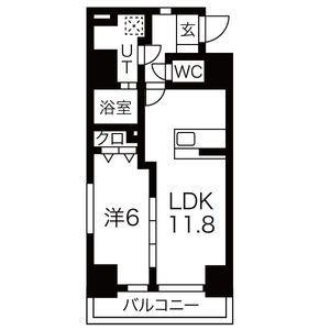 ヴィガラス(1LDK/1階)の間取り写真
