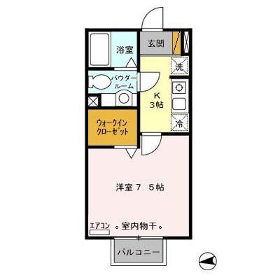 カーサカルモ亥鼻(1K/2階)の間取り写真