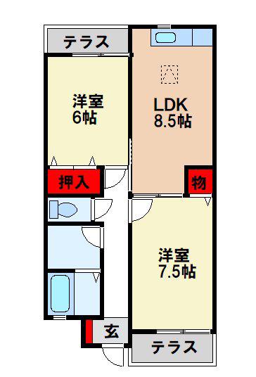 ペットビレッジ大佐野(2LDK/1階)の間取り写真