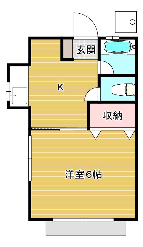 ハウスN(1K/1階)の間取り写真