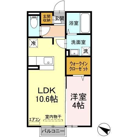サンライトヒル厨(1LDK/2階)の間取り写真