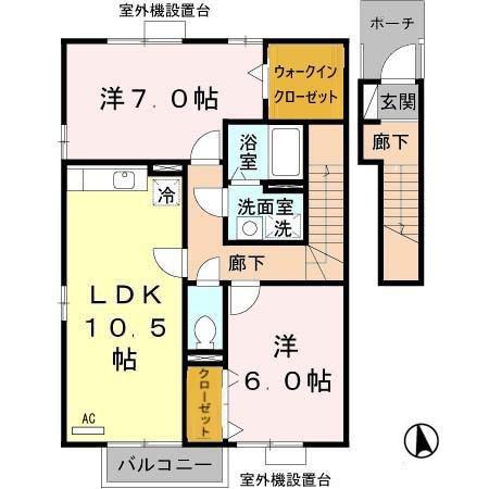 シャルム里(2LDK/2階)の間取り写真