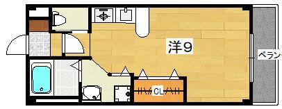 ヴィレッジヴァンガード(ワンルーム/3階)の間取り写真