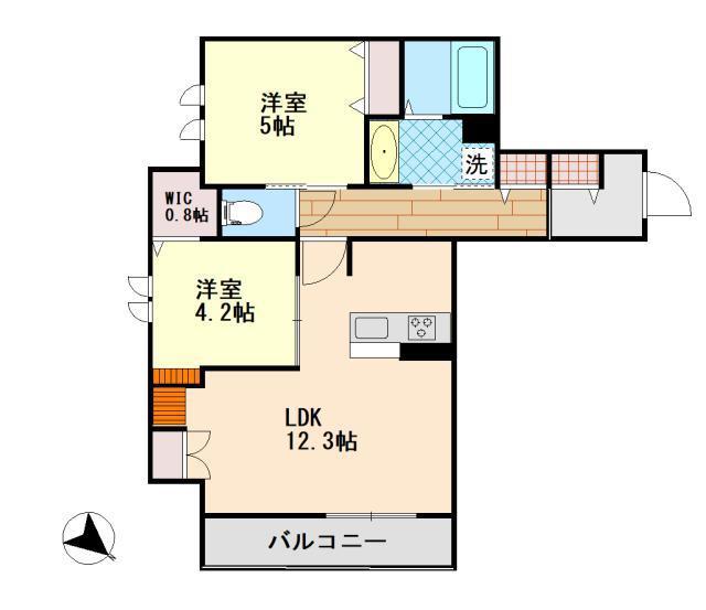 TRISQUARE北糀谷(2LDK/3階)の間取り写真