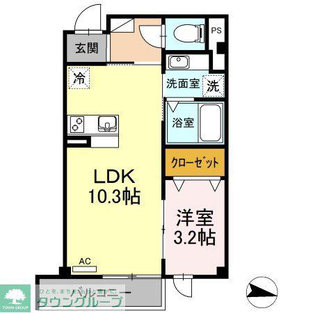 プロムナード西高蔵(1LDK/2階)の間取り写真