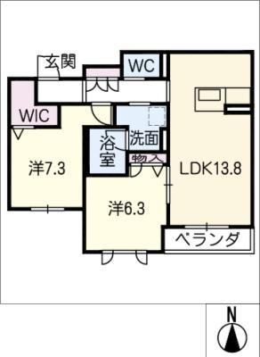 マストテラス領下(2LDK/2階)の間取り写真