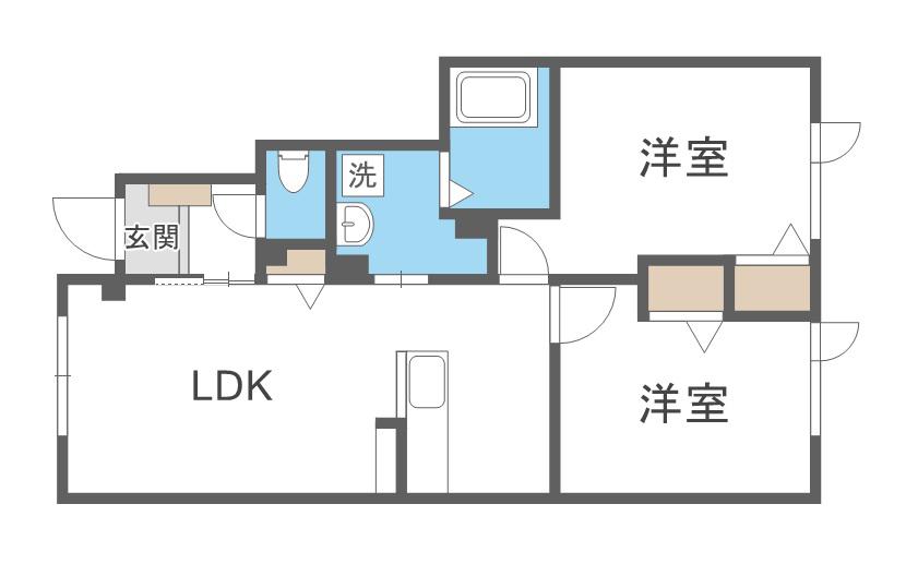 ひばりヶ丘レジデンスA棟(2LDK/1階)の間取り写真