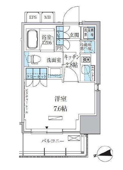 PARK AXIS上野松が谷(1K/12階)の間取り写真