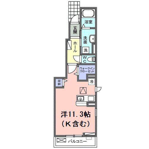 フェルマータOH(ワンルーム/1階)の間取り写真