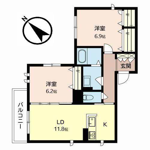 LE PRINTEMPS ZUSHI(2LDK/2階)の間取り写真