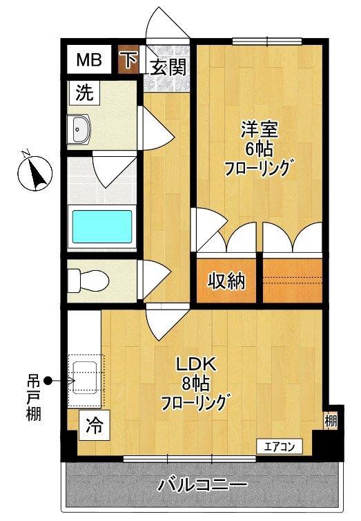 メゾン梨花Ⅰ(1LDK/2階)の間取り写真