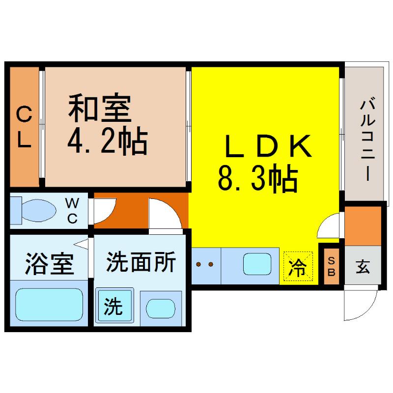フランド本陣(1LDK/3階)の間取り写真