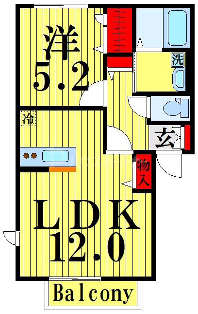 MAISON DE PALM 北鹿浜 II(1LDK/1階)の間取り写真