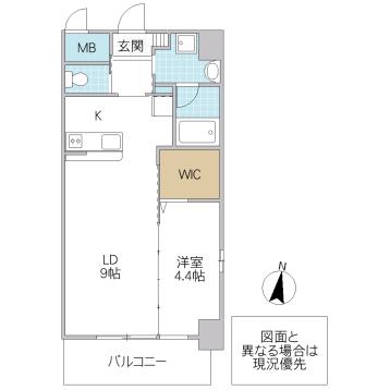 WOHLSTAND・EINS(1LDK/7階)の間取り写真