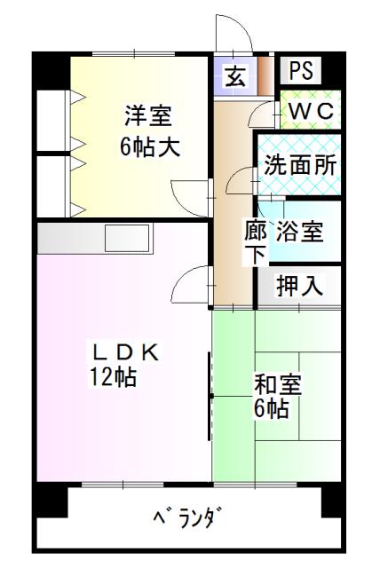 リーブル原II(2LDK/5階)の間取り写真