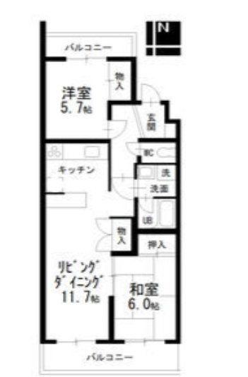 ヒルトップ東山(2LDK/2階)の間取り写真