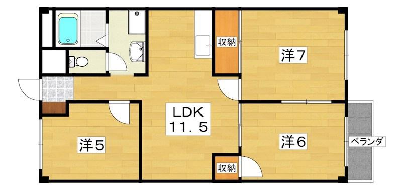 サンメゾンII(3LDK/1階)の間取り写真