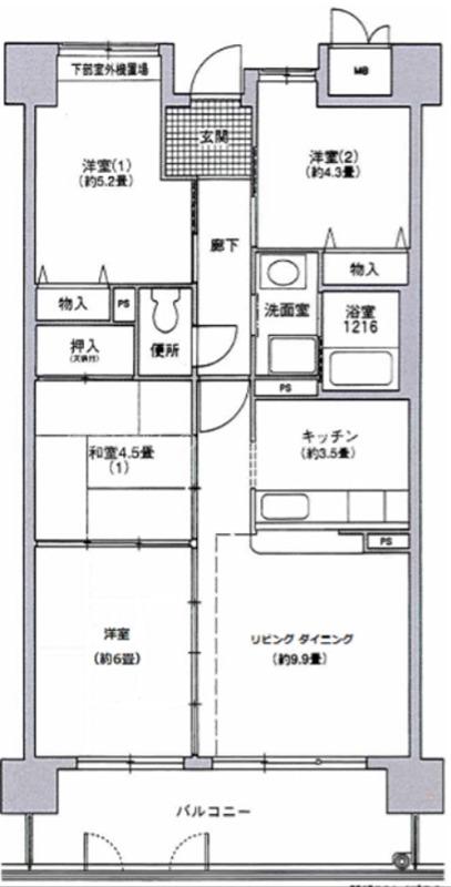 コーシャハイツ港2号棟(4LDK/14階)の間取り写真