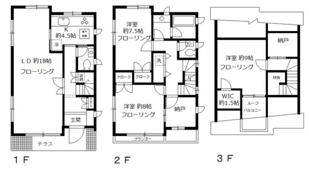 北千束1丁目アパート(3SLDK/1階)の間取り写真
