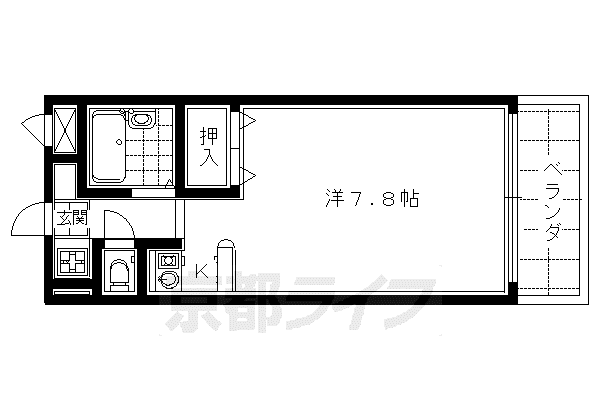 サンフェスタ東福寺C棟(ワンルーム/2階)の間取り写真